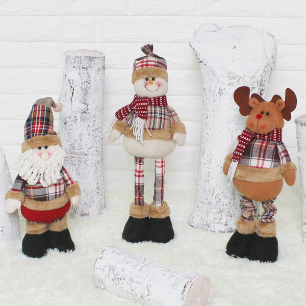 Santa Claus Retractable Doll Kids Christmas Cloth Snowman Deer Toys New Year Xmas Birthday Party Gifts