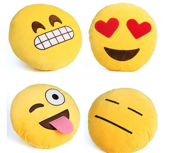 20 Styles Diameter 32cm Cushion Cute Lovely Emoji Pillows Cartoon Cushion Pillows Yellow Round Pillow bolster Stuffed Plush Toy