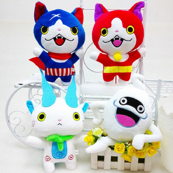 Wholesale- 4pcs/Set 20CM Yo-Kai Kawaii Yokai Watch Doll Figure Jibanyan Komasan and Whisper Youkai Plush Stuffed Toy For Kids Gift