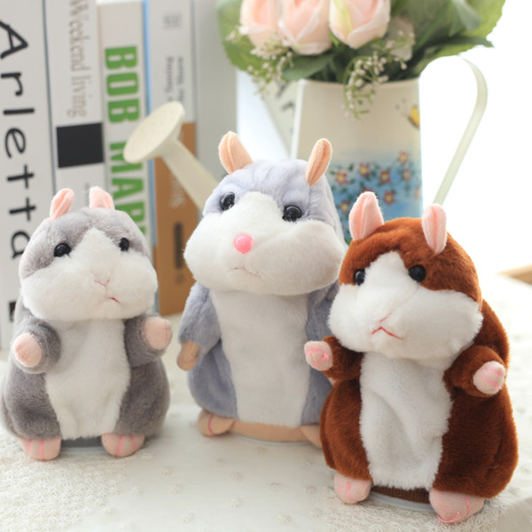 Wholesale- 1 pcs 15CM Lovely Talking Hamster Plush Toy Cute Speak Talking Sound Record Hamster Talking Toys for Children sale