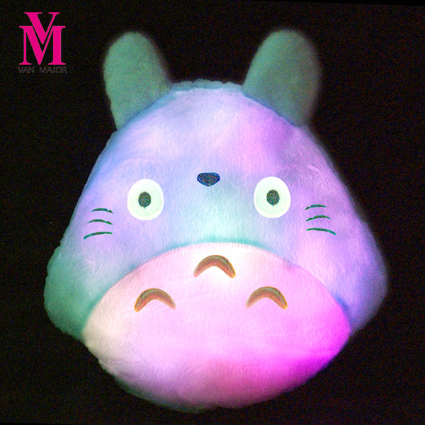 Stuffed Animals 1pc 30cm *34cm Totoro Led Luminous Plush Pillow Lovely Totoro Toy Stuffed Animal Soft Pillow Christmas Gift Birthday Gift