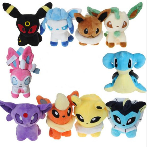 5.5inch Plush Toys Stuffed Animals Cotton Eevee Kids Christmas Glaceon Leafeon Eevee Vaporeon Flareon Pocket Monster Doll Toys Children