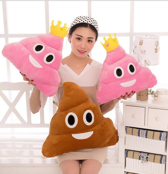 New 35cm Emoji Plush Toys Pillow Cushion Cartoon 14 Inches Poop Stuffed Animals Pillows Dolls Crown Pink Color Xmas Kids Gift Boys Girls