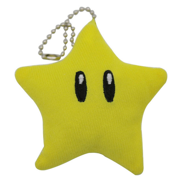 Super Mario plush toys 2018 new Mario star Stuffed Animals 7cm/3 inches cartoon Dolls Pentagram Keychain Cellphone strap C4159