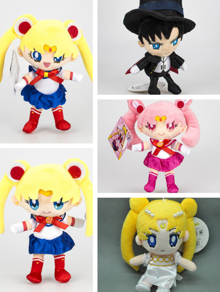 New 18CM Sailor Moon Sailor Chibiusa Princess Serenity Chiba Mamoru Plush Doll Pendant