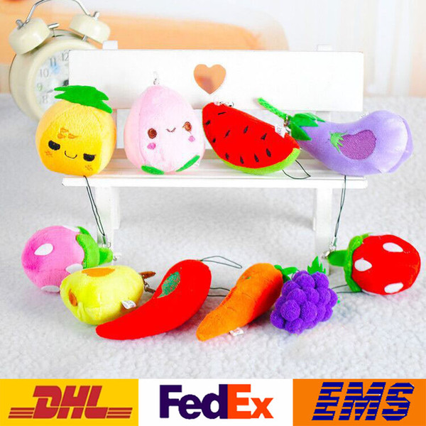 New Fruit Vegetables Designs Plush Pendant Toys Children Kids Car Pendant Cell Phone Bag Key Rings Keychain XMAS Gifts 6-13cm WX-K40