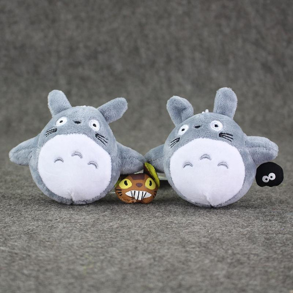 Wholesale- 9cm Two Styles Anime New Totoro Plush Toys Kawaii Totoro with Briquette&Totoro with Bus Soft Stuffed Plush Pendant Doll