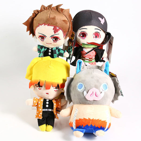 Kimetsu No Yaiba Kamado Tanjirou / Nezuko / Zenitsu Agatsuma / Hashibira Inosuke Soft Stuffed Plush Toys Dolls 4pcs/set