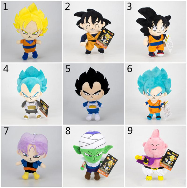 16-20cm Dragon Ball Z Plush Toys New Cartoon Kuririn Vegeta Goku Gohan Piccolo Beerus Stuffed Dolls Kids Christmas Gift toy B