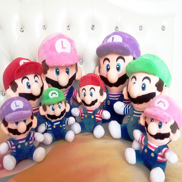 Super Mario Bros Stand Luigi Mario Plush Toys Soft Stuffed animals Dolls for Kids toys christmas Gifts 10 inch 25 cm