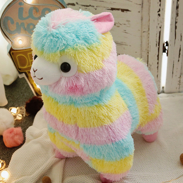 Wholesale cute beast rainbow alpaca doll Super soft Stuffed Animals plush toys Christmas and birthday gift for children