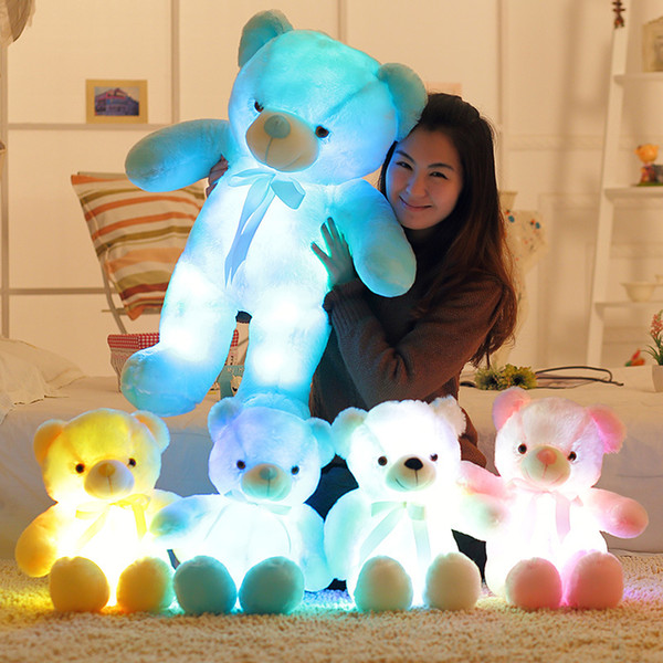 30cm 50cm led Colorful Glowing Teddy Bear Luminous Plush Toys Kawaii Light Up LED Teddy Bear stuffed animals Doll Kids Christmas Toys