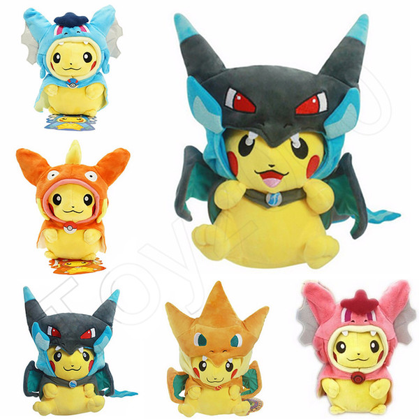 25cm Cosplay Plush Dolls Toys Children Pikachu Charizard Slowpoke Magikarp Plush Dolls Toy Cloak Pikachu kids toys