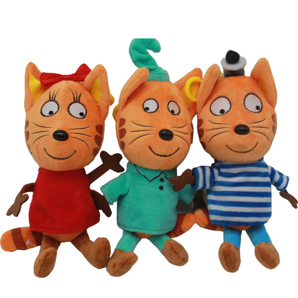 New Russian Cartoon Three Kittens Happy Kittens Cat Stuffed Plush Toys Soft Animals Cat Toy Doll For Kid Children Christmas Gift