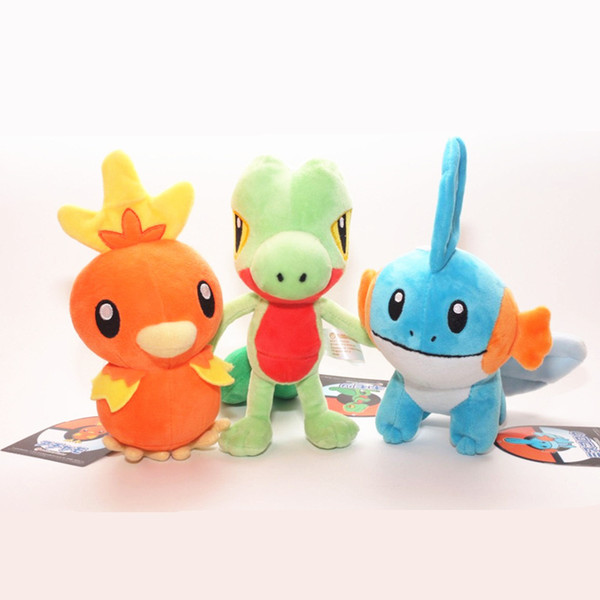 3 pcs New kids gift 18cm Pikachu Lapras Torchic Treecko Stuffed Dolls Mudkip Animal Plush Toys Gift Cotton Doll