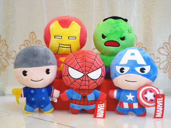 5 Styles Avengers plush dolls toys Keychain Captain America Iron Man Spiderman plush dolls Charm Pendant plush toys