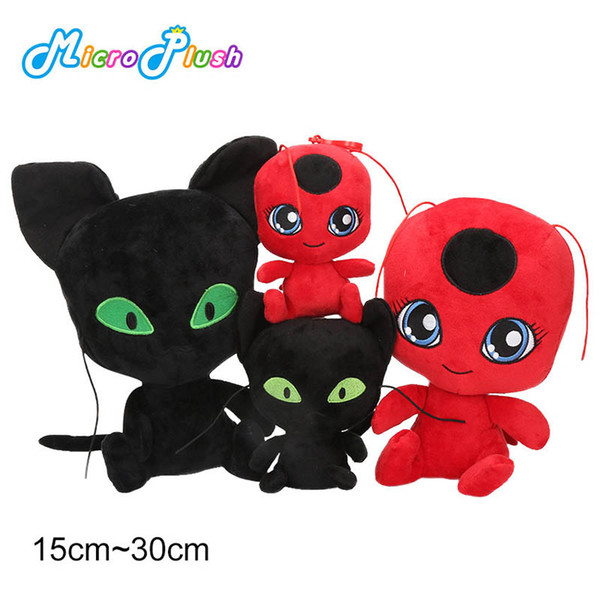 NEW ladyBug and black cat 15cm plush toys cartoon Stuffed Animals soft doll good quality keychain Pendant plush kids toys