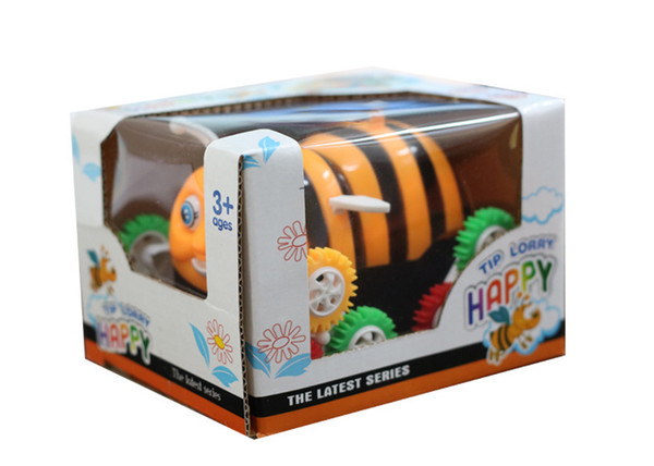 Electric tip lorry toy Cute Funny Colorful Cartoon Bee Bucket Stunt car tipper Automatic Flip Electic12 wheels Dumpers kids Infant Gift 020