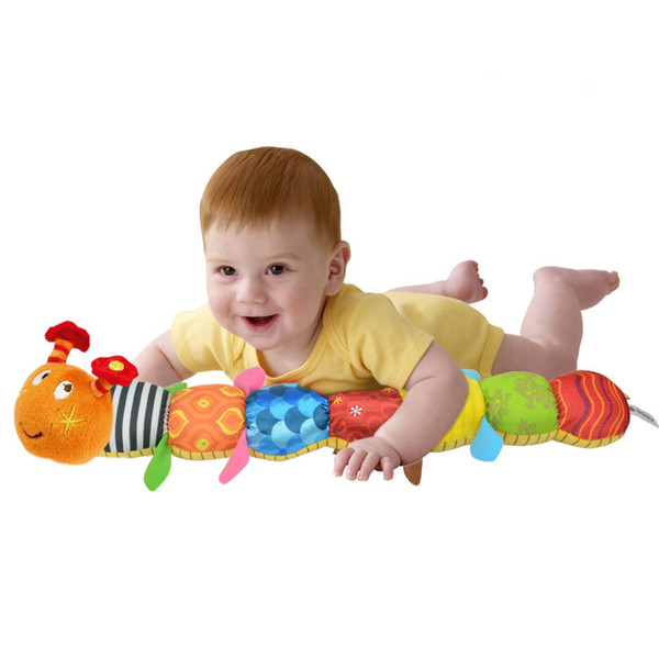 55cm New Baby Toy Musical Caterpillar Rattle with Ring Bell Cute Cartoon Animal Plush Doll Early Educational
