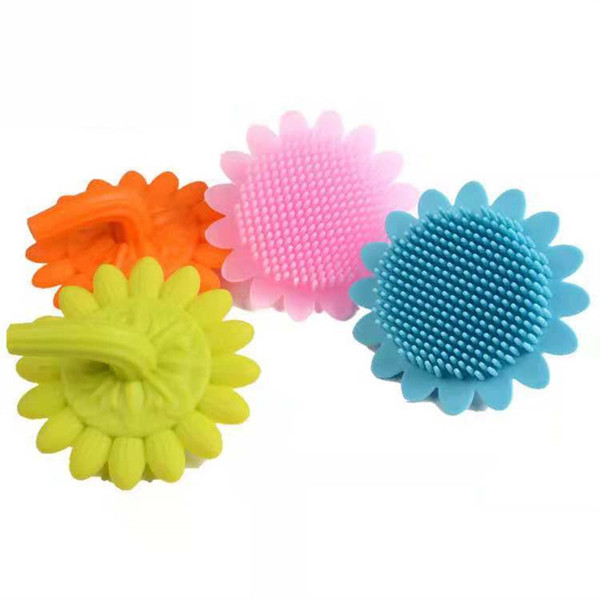 Infant Baby soft Silicone bath toy brush shower wash hair Sunflower shape toys Face Cleaning Pad Skin SPA Scrub