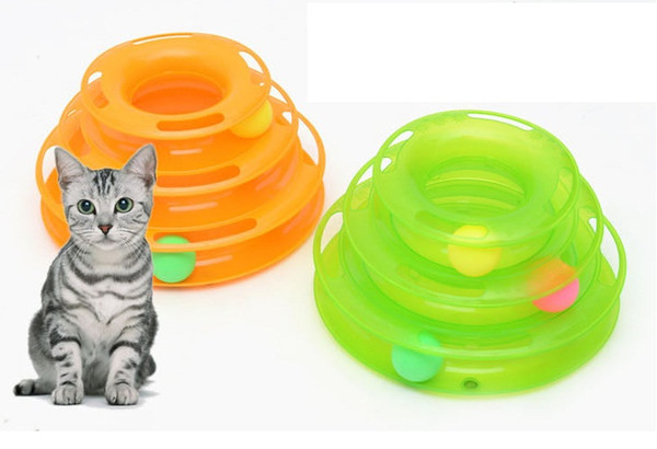 new Cat Pet Toy Intelligence Amusement Rides Shelf Three Levels Tower Tracks Disc free DHL