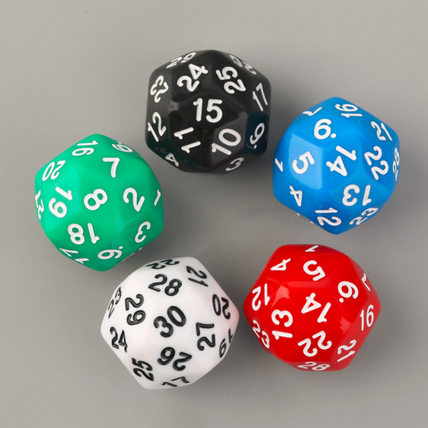 Pack of 5pcs Multi Sided D30 25mm Dice for D&D TRPG Party Board Game Toys