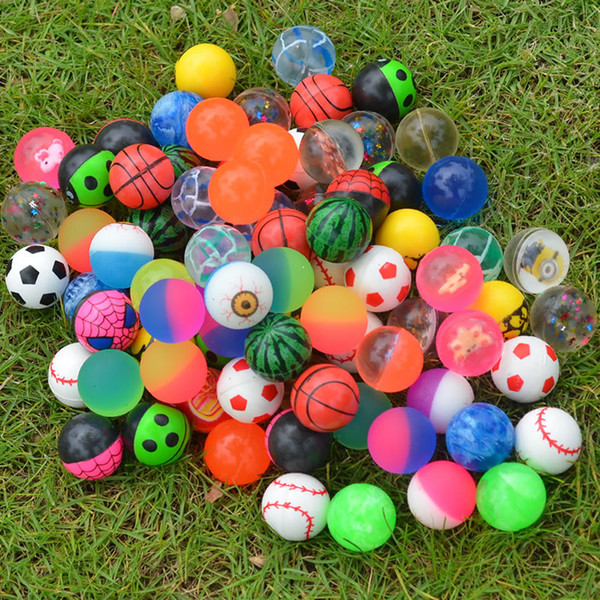 New 32MM Elastic Ball Bouncy Balls Printing Scrub Rubber Bouncing Balls Decompression Toy Random Styles T2I162