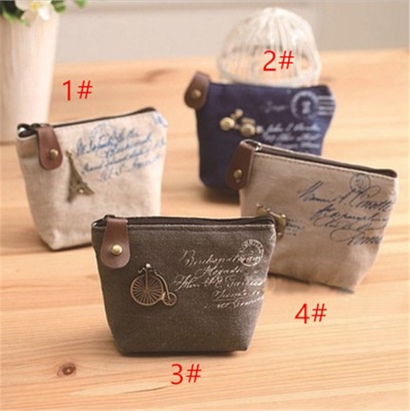 JUXU Vintage Women canvas change coin Purse wallet keys bag pocket holder cosmetic makeup organize children party favor