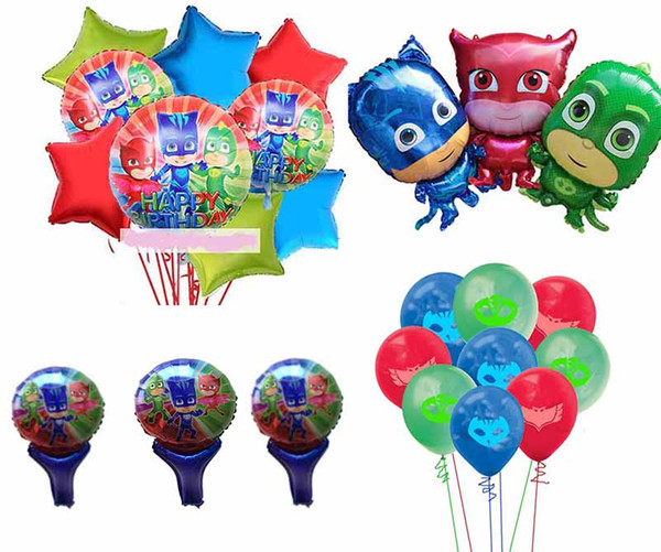 24pcs/lot pj masks Foil balloons Helium Balloons Baby Shower Birthday Party Masks Inflatable Decor Supplies Kids Toy