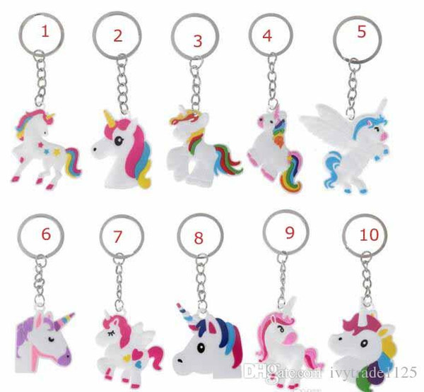 11 style Unicorn bag Key ring Multi Color Rainbow Unicorn Mini Key ring Bag Key chain pendant jewelry kids gift decoration accessories