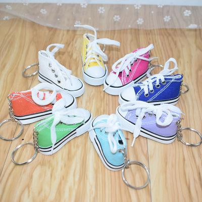 Simulation Mini Cartoon small Shoes Keychain Canvas Shoes Pendant Bags Ornaments Car Keychain Creative Color Shoes Promotional Gifts V088