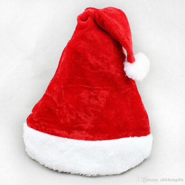 DHL Fast ship Red Christmas Ornaments Adult Flannelette Plush Christmas Hats Santa Hats Children Cap For Chiristmas Party Props 282