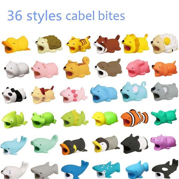 Cable Bites Toy 36styles Cable Protector Animal Iphone Cable Bite Animal Doll 2*2*4cm Animal Iphone port Bite DHL Free Shipping mk595