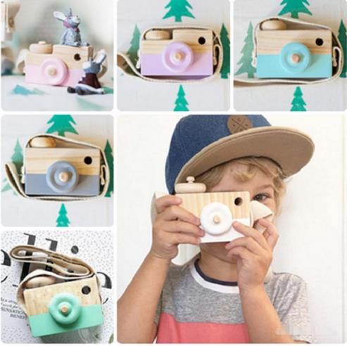 Cute Wooden Toy Camera Baby Kids Hanging Camera Photography Prop Decoration Children Educational Toy Birthday Christmas Gifts