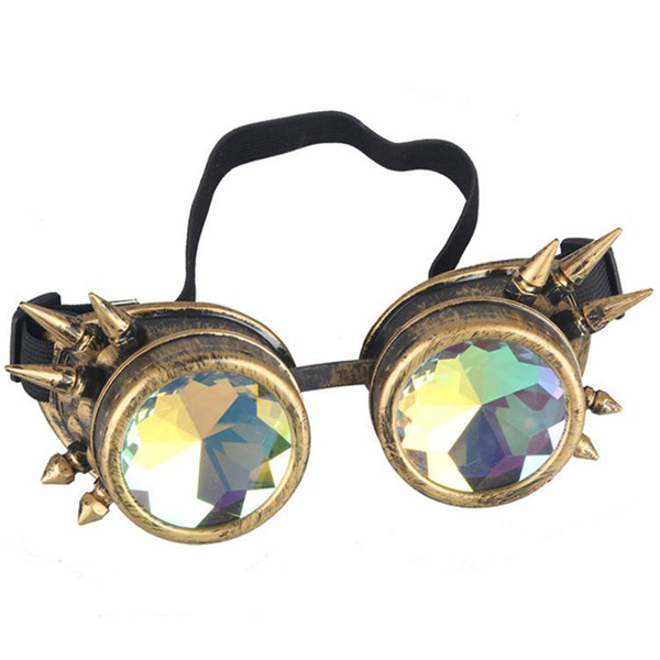 Cool Punk Goggle Kaleidoscope Glasses Men Women Party Hippie Sunglasses Steampunk Gothic Goggles Round Sun Glasses Colorful Lens
