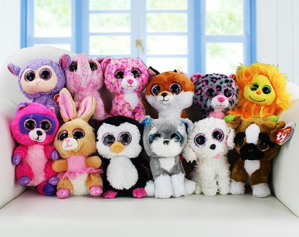 2017 TY beanie boos big eyes plush toy doll child birthday Christmas gift Dog elephant rabbit Penguin