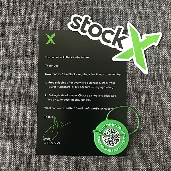 Wholesale In Stock X Green Circular Tag Rcode Sticker Flyer Card Authentic StockX Plastic Buckle for Shoes Accessorie