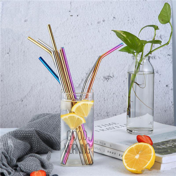 Colorful FinalStraw Stainless Steel Drinking Straw 21.5cm Straight Bent Reusable Straws Juice Party Bar Accessorie kids toys