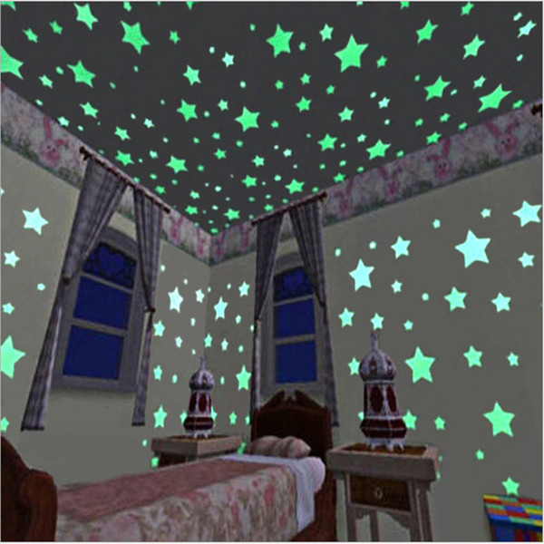 10 bags/1000 pieces Fluorescent Luminous Kids Bedroom Storage Rooms Star Baby Children Glow in the Dark Toys Sticker Adhesive Sticker