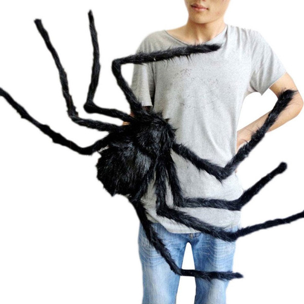 DHL Halloween prop spider stuffed toys haunted house decor Horrible Big Black Furry Fake Spider 30cm 50cm 75cm