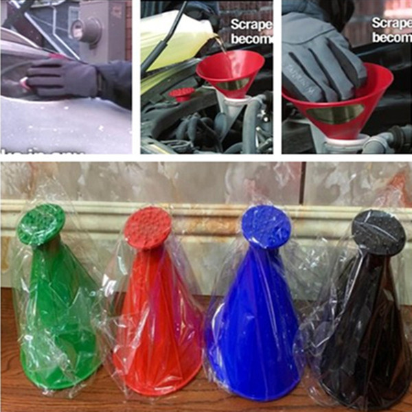 DHL/ Scrape A Round Snow Scraper Car Windshield Cone Shaped PVC Ice Scraper Cleaner Winter Snow Remove Tools Detachable Oil funnal