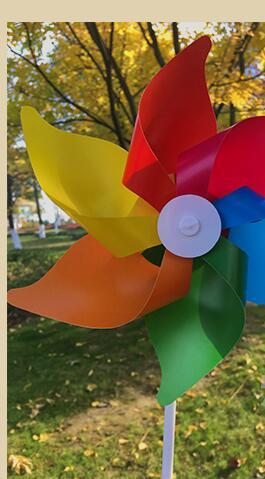 Six leaf windmill toy 6 leaf pure color dot Stripe colorful plastic park festival outdoor decoration windmill