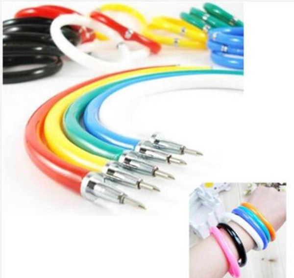 Flexible Ball Pen Cute Soft Plastic Bangle Bracelet Wristlet Circlet Ballpoint Pens School&office Supplies (Random Color) c003