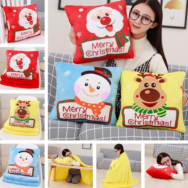 Fashion New Santa Claus Doll Plush Toys Elk Doll Christmas Gift Pillow Hand Cover Blanket Three In One T7I546