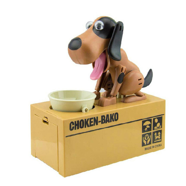 Robotic Dog Coin Eating Money Saving Box Auto Puppy Hungry Hound Piggy Bank Stopper Kids Gift 6 Colors wholesale