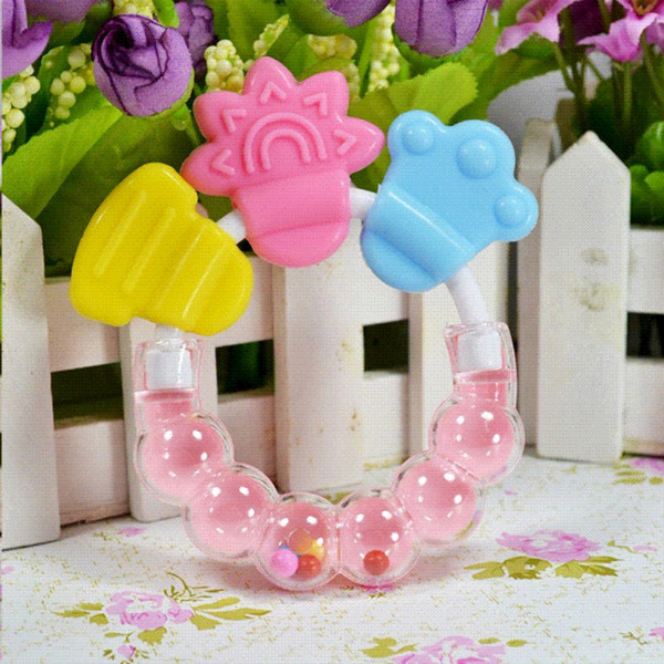 Cartoon Baby Teether Educational Mobiles Toys Teeth Biting Baby Rattle Toy Bed Bell Silicone Handbell Jingle Birthday Gifts