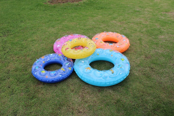 Hot New Thicker Fashion Cute Cartoon Durable Comfort Crystal PVC Children Double Swim Ring Outdoor Swimming