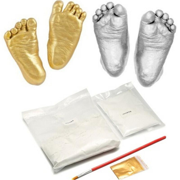 1 Set Hot Selling 3D Plaster Handprints Footprints Baby Hand & Foot Casting Mini Kit Keepsake Gifts Gold