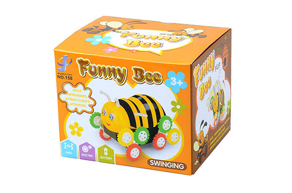 Electric tip lorry toy Cute Funny Colorful Cartoon Bee Bucket Stunt car tipper Automatic Flip Electic12 wheels Dumpers kids Infant Gift 036