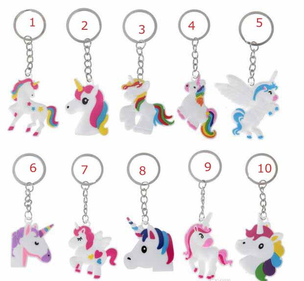 11 style Unicorn bag Key ring Multi Color Rainbow Unicorn Mini Key ring Bag Key chain pendant jewelry kids gift decoration accessories